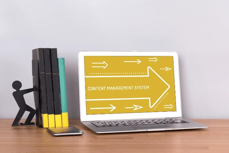 Visual comparison of content management systems like WordPress, Squarespace, and Wix for small businesses