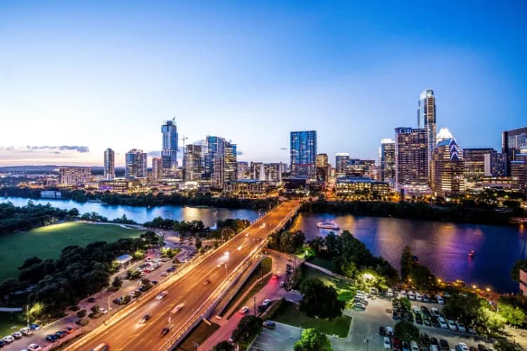Austin Texas cityscape representing ATX Web Designs business growth story with Trusty Oak