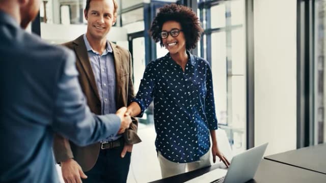 Professional team building trust and rapport through collaboration and open communication