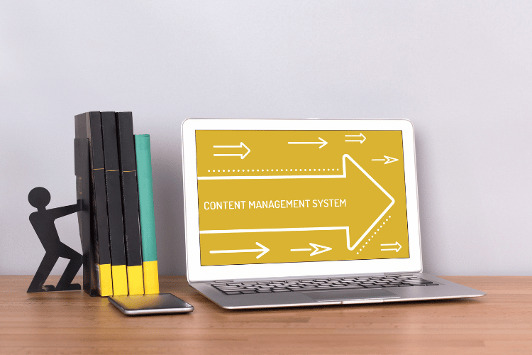 Visual comparison of content management systems like WordPress, Squarespace, and Wix for small businesses
