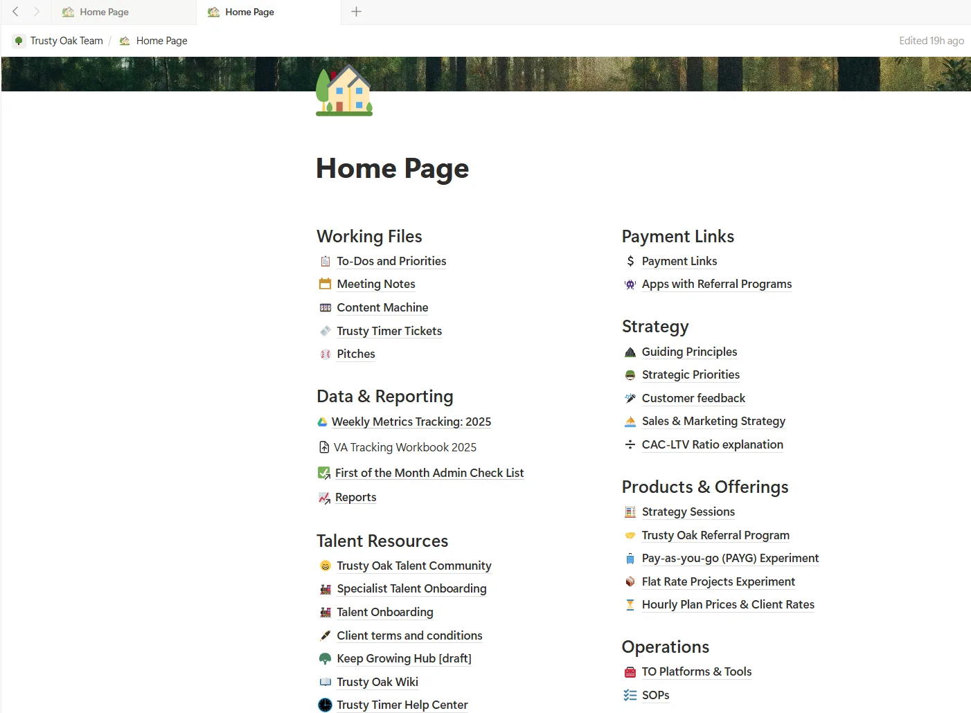 Nacho Notion Home Page organized by function