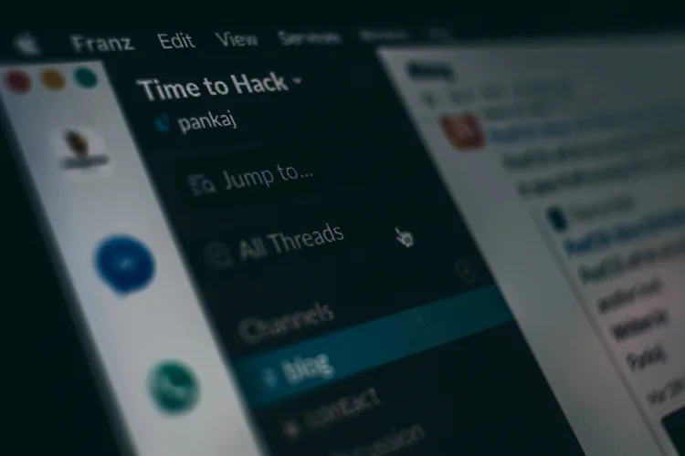 Slack workspace interface showing channels and team collaboration for remote work communication