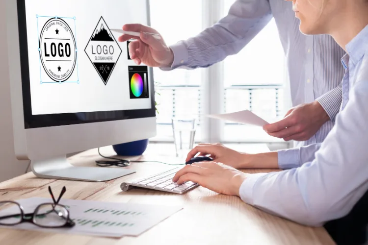 Brand identity design elements showing consistent colors, fonts, and logo guidelines